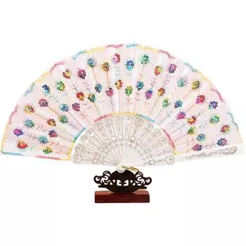 1 шт. сверкающий складной танцевальный веер декоративный веер из золотой фольги белый шест блестящий складной веер разноцветный 43 см