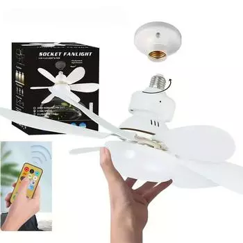 1 шт. светильник с розеткой для вентилятора, винтовые потолочные вентиляторы с подсветкой и пультом дистанционного управления, легко устанавливаемый потолочный вентилятор E26/E27, потолочный вентилятор с регулируемой яркостью