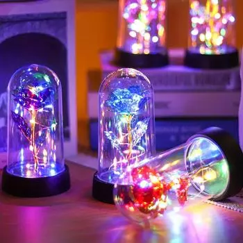 1 шт. светодиодная лампа в виде цветка розы из золотой фольги, разноцветный настольный светильник-украшение, романтический ночник для внутреннего декора, идеальный памятный подарок паре белый