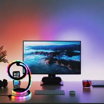 1 шт. светодиодная спиральная настольная лампа Art RGB с атмосферным освещением, многорежимная регулировка яркости, USB-управление питанием, подходит для украшения рабочего стола, телевизора, особенно black чёрный