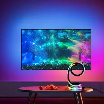 1 шт. светодиодная спиральная настольная лампа Art RGB с атмосферным освещением, многорежимная регулировка яркости, USB-управление питанием, подходит для украшения рабочего стола, телевизора, особенно black чёрный