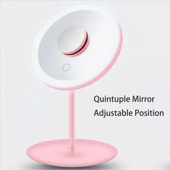 1 шт. Светодиодное зеркало для макияжа с подсветкой и шасси для хранения, настольного типа, портативное и удобное для переноски, аксессуары для макияжа, предметы домашнего обихода белый