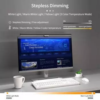 1 шт. светодиодный экран подвесной светильник плавный переключатель затемнения идеально подходит для работы в офисе учебы чтения совместим с ПК компьютер ноутбук чёрный