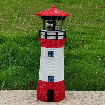 1 шт. светодиодный маяк на солнечной энергии, вращающийся светильник для дома и сада, декор для забора, уличный двор, газон, лампа one size чёрный