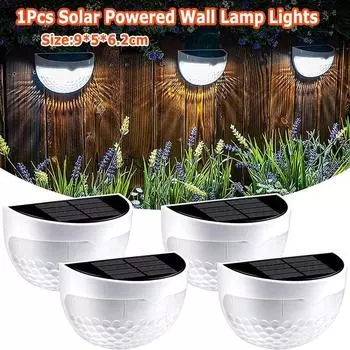 1 шт., светодиодный настенный светильник на солнечной энергии, лестница, сад, пейзаж, теплый/белый/разноцветный светильник, водонепроницаемая декоративная лампа 1PCS белый