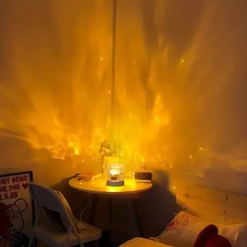 1 шт. светодиодный ночник с эффектом водной ряби, вращающаяся проекция с возможностью подзарядки через USB, с дистанционным управлением, функцией изменения цвета и затемнения 3 Colors-No Battery