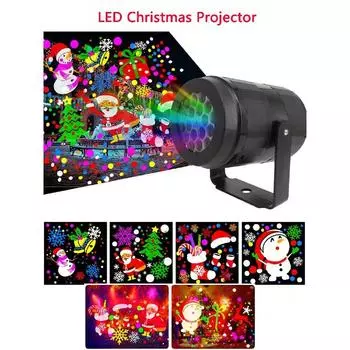 1 шт. светодиодный рождественский проекционный светильник с 16 узорами, проекторная лампа с питанием от USB, уличный проекционный светильник для рождественского украшения сцены, комната Color