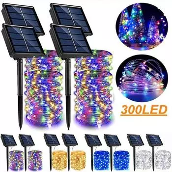 1 шт. светодиодный солнечный свет уличный светильник гирлянда для праздника, рождественской вечеринки, водонепроницаемые гирлянды для сада белый