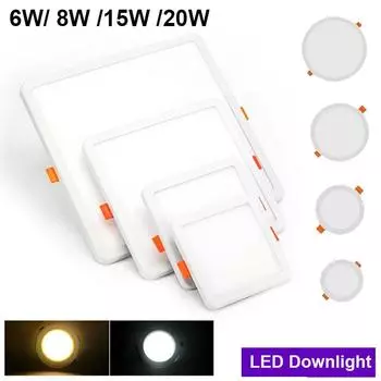 1 шт. светодиодный светильник 6 Вт 8 Вт 15 Вт 20 Вт встраиваемый потолочный светильник круглый квадратный светодиодный панельный светильник направленного света для освещения гостиной белый 6W Round белый