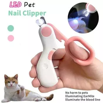 1 шт. светодиодный светильник, машинка для стрижки когтей для кошек и собак, профессиональный триммер для когтей домашних животных с предохранительным замком, инструмент для ухода за щенками, котятами, животными синий