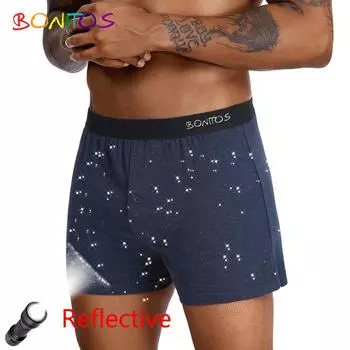 1 шт. светоотражающие мужские трусы хлопковые боксеры шорты модные мужские трусы спальные штаны подходят для спорта пляжные спальные штаны S темно-синий