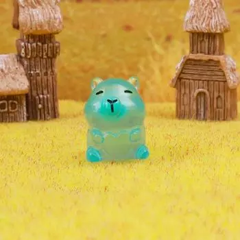 1 шт. светящаяся фигурка капибары, модель животных, милые мини-фигурки животных, светящиеся в темноте, садовый микро-ландшафтный орнамент синий