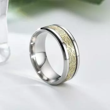 1 шт., светящееся кольцо с рисунком дракона, кольцо из титановой стали, простое креативное кольцо из нержавеющей стали 7