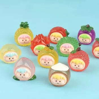 1 шт. светящиеся фруктовые детеныши украшения клубника апельсин персик микро ландшафтная статуя автомобиль сделай сам настольное украшение для сада статуя