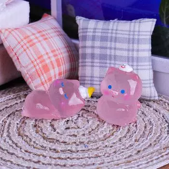 1 шт. светящиеся миниатюрные фигурки свиньи «Спокойной ночи», украшения для торта, мини-свинка из смолы, игрушки для самостоятельного изготовления поделок для украшения сада A4