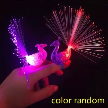 1 шт., светящиеся на палец павлина, красочные светодиодные светящиеся кольца, гаджеты для вечеринок, детские игрушки для вечеринки