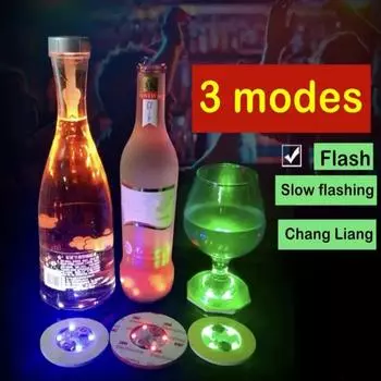 1 шт. Светящиеся наклейки на бутылки, огни 6 см, светодиодные лампы для подставок под стаканы для рождественского бара, KTV, свадебной вечеринки, коктейльных напитков, чашек, ваз, декора синий