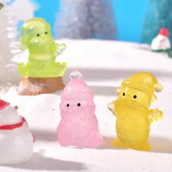 1 шт. светящиеся рождественские украшения Санта-Клауса, растения, микроландшафтная фигурка, светящаяся миниатюрная статуэтка, горшечные мини-садовые аксессуары жёлтый