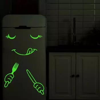1 шт., светящиеся в темноте наклейки на холодильник с эмодзи, простые креативные наклейки на стену, светящиеся, красочные, наклейки для лица, холодильника разноцветный