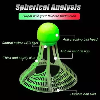 1 шт. светящиеся в темноте ветрозащитные светящиеся мячи для бадминтона супер прочный пластиковый нейлон с подсветкой зелёный