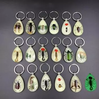 1 шт. Светящийся брелок из смолы с насекомым, Ноктилюцентный скорпион, Образец насекомого, Подвеска, Туристические сувениры, Цвет случайный