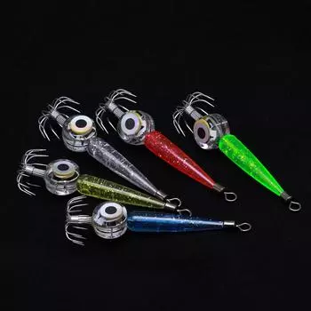 1 шт. светящийся крючок для ловли кальмаров, крючок для ловли осьминогов в море, светодиодный фонарь для подводной рыбалки с аксессуарами для крючка-зонтика зелёный