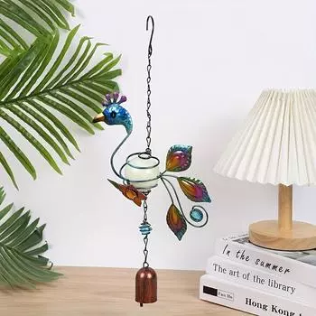 1 шт. Светящийся металлический подвесной колокольчик, подвесной креативный павлин, лягушка, попугай, подвесной колокольчик для украшения дома и сада красный