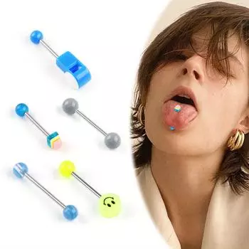 1 шт., свисток из нержавеющей стали, конфетный смайлик, шпильки для ушей, шпильки для ушной кости, штанга, шпильки для языка, украшения для пирсинга