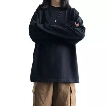1 шт. свободная повседневная женская футболка большого размера на весну и осень с длинным рукавом, топы, блузка из полиэстера L