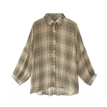 1 шт. свободная рубашка в клетку Bf женская с длинным рукавом XXXXL чёрный