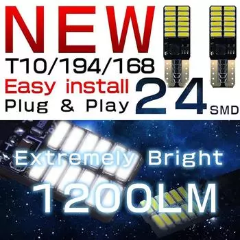1 шт. T10 24smd светодиодная лампочка автомобильная без ошибок 3014 12 В супер яркая габаритная лампа белая желтая синяя красная Red