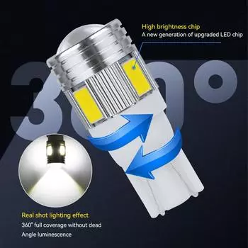 1 шт. T10 автомобильная W5W 6/10SMD 5630 светодиодная лампа фонарь заднего хода лампы для чтения DC 12 В авто клиновидная боковая подсветка номерного знака багажника лампы