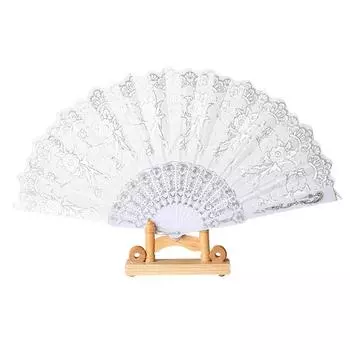 1 шт. танцевальный кружевной складной веер ручной веер праздничный костюм в китайском стиле белый белый