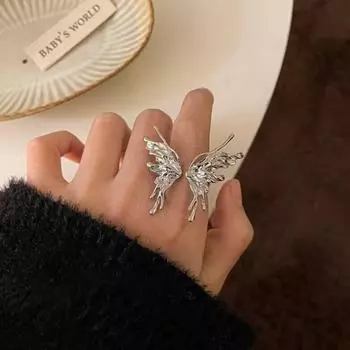 1 шт. темпераментное кольцо-бабочка женское ретро-модное открытое кольцо серебряный