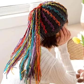 1 шт., теплая грязная коса, модная шапка-пуловер, защита ушей, этнический стиль, дреды, шапка