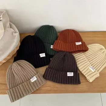 1 шт., теплая пушистая шапка-бини на осень-зиму для маленьких детей, шикарная вязаная шапочка в стиле ретро карамельного цвета, утолщенная теплая вязаная шапка для малышей 1-6Year