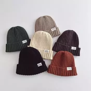 1 шт., теплая пушистая шапка-бини на осень-зиму для маленьких детей, шикарная вязаная шапочка в стиле ретро карамельного цвета, утолщенная теплая вязаная шапка для малышей