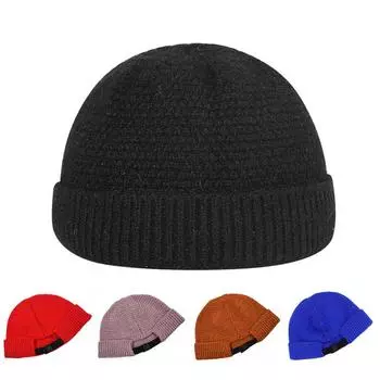 1 шт. теплая шапка-бини, зимняя бейсбольная кепка в стиле хип-хоп из акрилового волокна, мужская вязаная шапка, осенняя уличная свернутая шапка-капюшон, мягкая