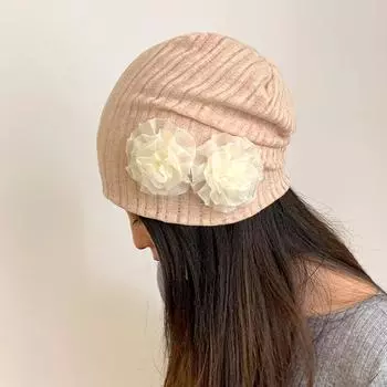 1 шт. теплая вязаная шапка с цветком розы, мягкая дышащая шапка-пуловер, милая крутая однотонная шапка-бини, вязаный головной убор хаки