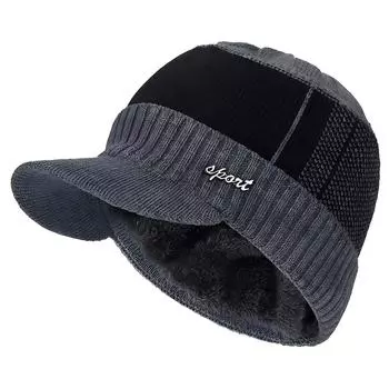 1 шт. теплая зимняя стильная шапка-бини с меховой подкладкой и шерстяными полями для мужчин и женщин