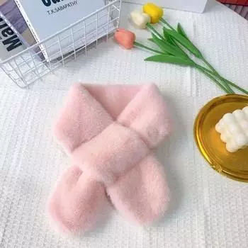 1 шт. Теплые пушистые детские шарфы для мальчиков и девочек, шикарные корейские однотонные плюшевые шарфы, осенне-зимние теплые плюшевые шарфы для малышей