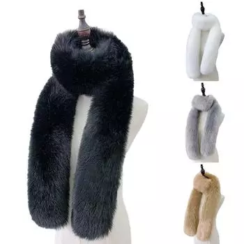 1 шт. Теплые шейные платки пушистый новый шарф искусственная шаль длинный женский зимний искусственный мех лисы чёрный
