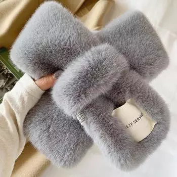 1 шт. Теплый шарф Мао Мао шарф Имитация меха кролика Шарф Воротник из искусственного меха кролика Толстый шарф