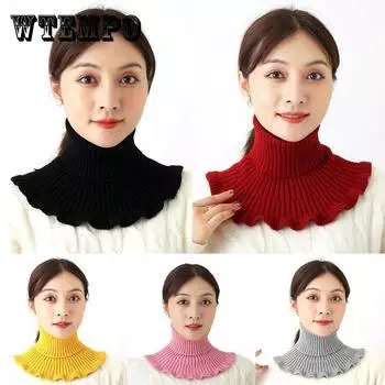 1 шт., теплый воротник для шеи, женские съемные вязаные накладные чехлы на шею, аксессуары для воротника One size