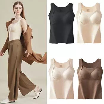 1 шт. теплый жилет с подушкой на груди, большой размер, облегающий крой, без следов XL кофейный