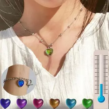 1 шт. термохромное ожерелье с подвеской «Любовь», женская модная цепочка на ключицу, подарок для пары