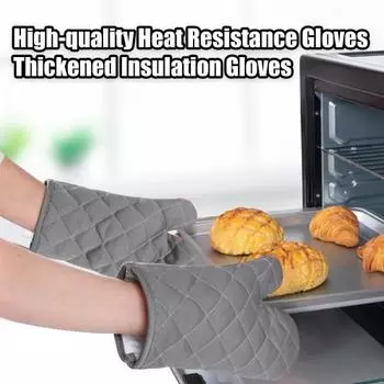 1 шт., термостойкие перчатки для микроволновой печи, ультра-толстые, нескользящие, с мягкой подкладкой, перчатки для духовки, кухонные перчатки для приготовления выпечки, кухонные перчатки A чёрный