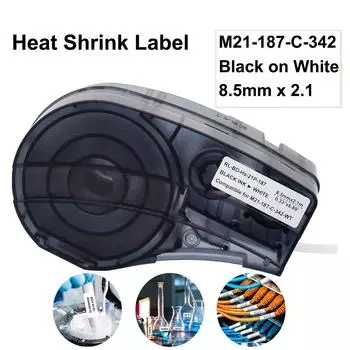 1 шт. термоусадочная лента для этикеток M21-187-C-342 для принтера Brady BMP21 Plus BMP21 LAB 8,5 мм * 2,1 м, черная на белой ленте для картриджей 8.5mm black on white