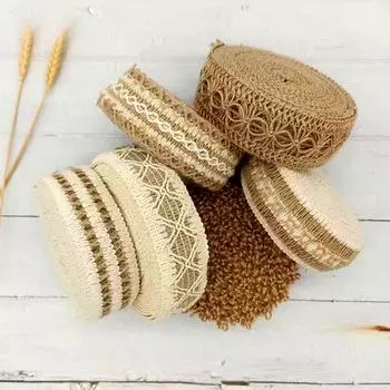 1 шт., тесьма из пеньковой веревки, натуральный подарочный бант, защита окружающей среды, материалы ручной работы, сделай сам, ретро-украшение, плетеная лента из пеньковой веревки 4.5CM хаки