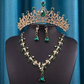 1 шт., тиара из стразов для невесты, новая вуаль, корона, ожерелье, набор из трех, подростковый подарок на день рождения, аксессуары для волос